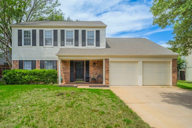 4010 Orchard Hill Dr, Arlington, TX 76016 - traditional-style house with brick siding, a garage, concrete driveway, and a front yard
