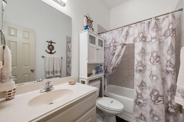 2109 County Road 4522, Justin, TX 76247 - bathroom with toilet, shower / bath combo, and vanity