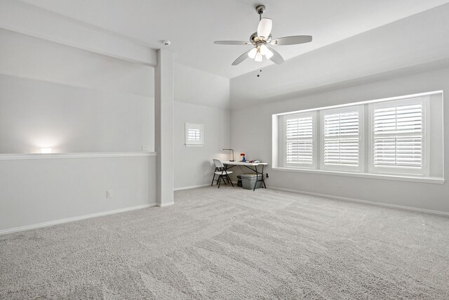 1801 Emerald Vista Blvd, Wylie, TX 75098 - carpeted empty room featuring a ceiling fan, lofted ceiling, and baseboards