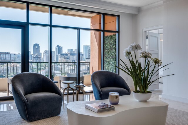 2828 Hood St Unit 1303, Dallas, TX 75219 - lobby featuring a view of skyline and ornamental molding