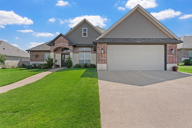 386 Frederick Dr, Robinson, TX 76706 - view of front of property with brick siding, concrete driveway, a garage, and a front lawn