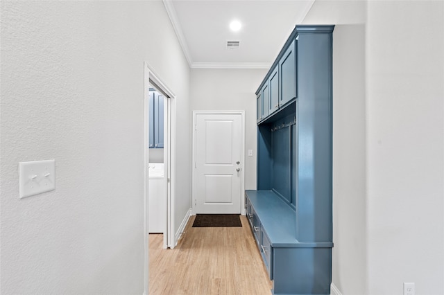 386 Frederick Dr, Robinson, TX 76706 - mudroom with ornamental molding, light wood-type flooring, and baseboards