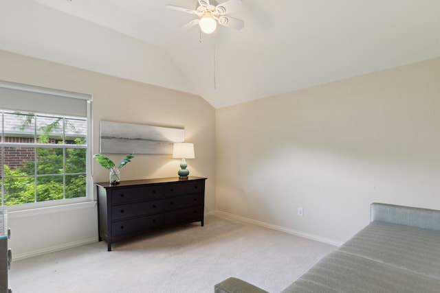 6305 Glenhollow Dr, Plano, TX 75093 - unfurnished bedroom featuring carpet, lofted ceiling, baseboards, and ceiling fan