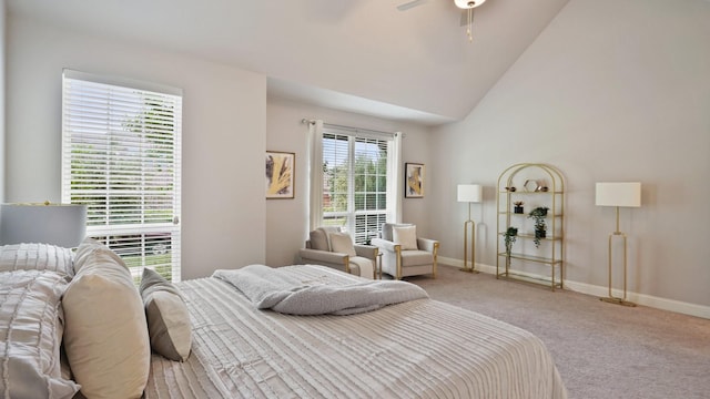 15270 Catalpa Rd, Frisco, TX 75035 - bedroom with carpet flooring, baseboards, lofted ceiling, and ceiling fan