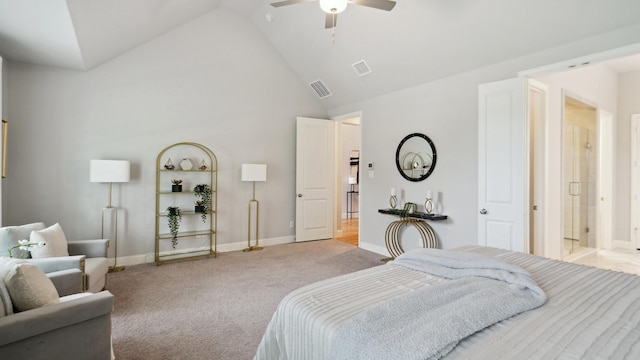 15270 Catalpa Rd, Frisco, TX 75035 - carpeted bedroom with lofted ceiling, baseboards, and a ceiling fan