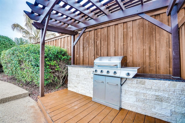 1705 Danube Ln, Plano, TX 75075 - wooden terrace with a pergola and grilling area