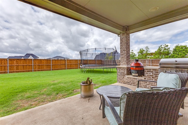 3109 Twin Eagles Dr, Celina, TX 75009 - view of patio featuring a trampoline and a grill
