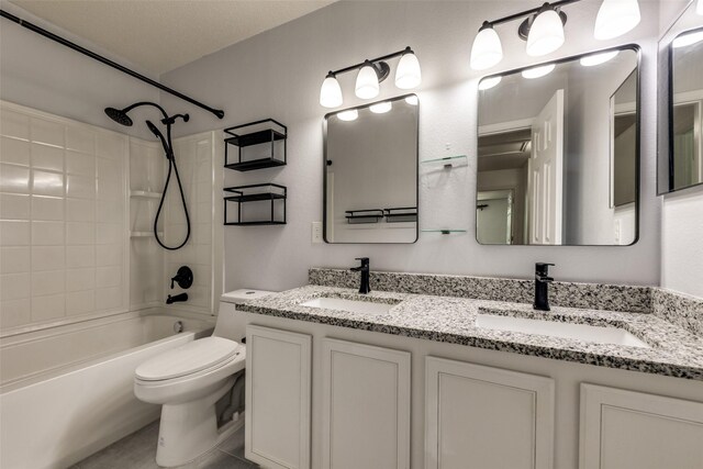 5504 Cedar Mountain Dr, Mckinney, TX 75071 - full bath with double vanity, toilet, and shower / washtub combination