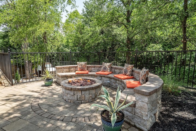 2021 Lake Vista Ct, Southlake, TX 76092 - view of patio / terrace with an outdoor fire pit