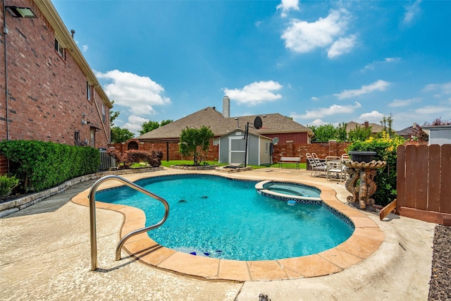3936 Gillespie Dr, Carrollton, TX 75010 - view of pool featuring a patio, a fenced backyard, and a pool with connected hot tub