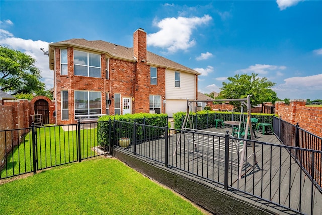 3936 Gillespie Dr, Carrollton, TX 75010 - rear view of house featuring brick siding, a chimney, and a shingled roof