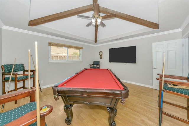 1113 Yorkshire Dr, Carrollton, TX 75007 - playroom with light wood-style floors, a ceiling fan, baseboards, and billiards table
