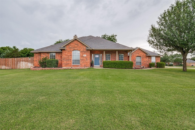 4811 Jakes Way, Midlothian, TX 76065 - ranch-style house with brick siding, a chimney, and roof with shingles