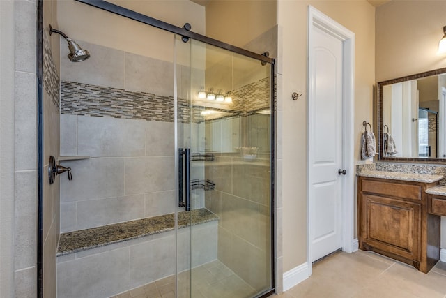 5014 Toledo Bend Dr, Frisco, TX 75033 - full bath with a shower stall, vanity, and tile patterned flooring