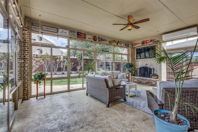 5014 Toledo Bend Dr, Frisco, TX 75033 - sunroom featuring a wall mounted air conditioner
