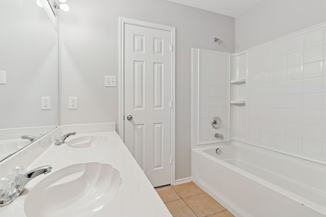 1812 Elk Lake Trl, Justin, TX 76247 - full bath with tile patterned floors, bathing tub / shower combination, and double vanity