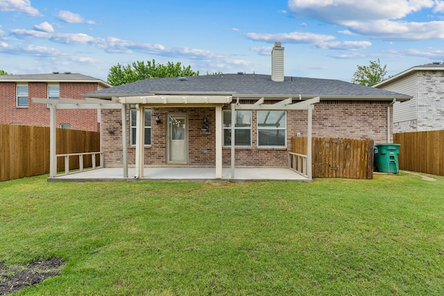 1812 Elk Lake Trl, Justin, TX 76247 - rear view of house with brick siding, a patio area, and a chimney