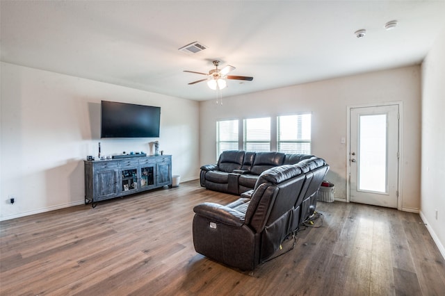 1601 Pecan Orchard Dr, Princeton, TX 75407 - living area with a ceiling fan, wood finished floors, and baseboards