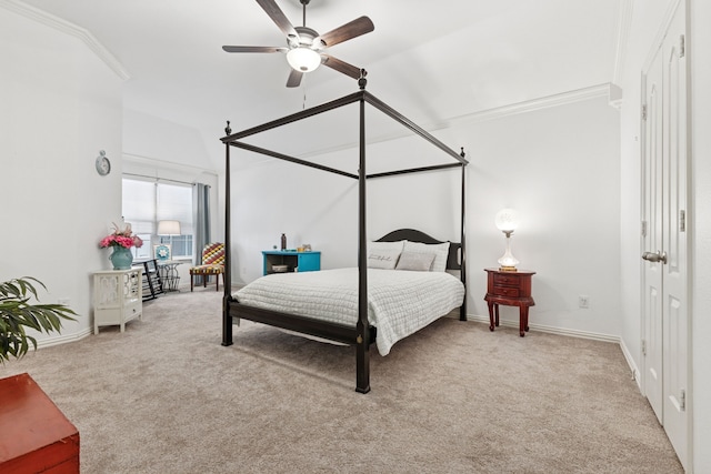 816 Claycourt Cir, Fort Worth, TX 76120 - carpeted bedroom with baseboards, crown molding, and ceiling fan