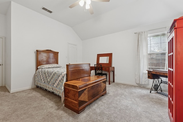 816 Claycourt Cir, Fort Worth, TX 76120 - carpeted bedroom with lofted ceiling, baseboards, and ceiling fan