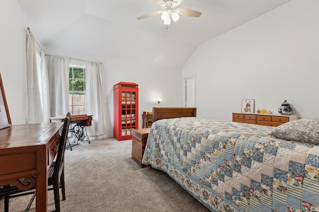 816 Claycourt Cir, Fort Worth, TX 76120 - bedroom with vaulted ceiling, carpet floors, and ceiling fan