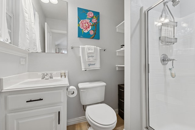816 Claycourt Cir, Fort Worth, TX 76120 - full bath with a shower stall, vanity, toilet, and baseboards