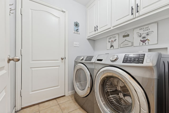 816 Claycourt Cir, Fort Worth, TX 76120 - laundry room featuring cabinet space, separate washer and dryer, and light tile patterned floors