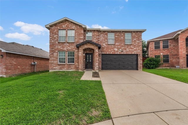 8002 Stowe Springs Ln, Arlington, TX 76002 - traditional-style house featuring a garage, a front yard, concrete driveway, and brick siding