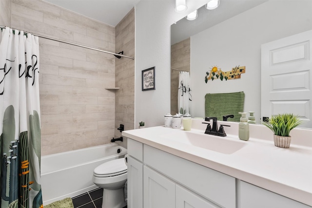 2603 Loxley Dr, Mansfield, TX 76084 - full bath featuring vanity, tile patterned floors, toilet, and shower / tub combo
