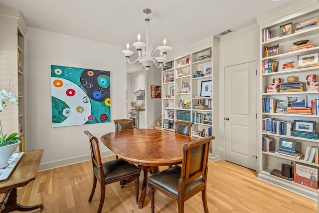 3766 W 4th St, Fort Worth, TX 76107 - dining room with light wood-type flooring, a chandelier, and baseboards