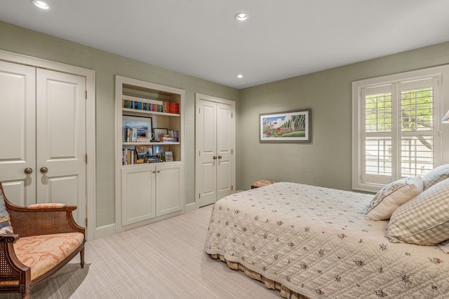 3766 W 4th St, Fort Worth, TX 76107 - bedroom with multiple closets, recessed lighting, and light carpet