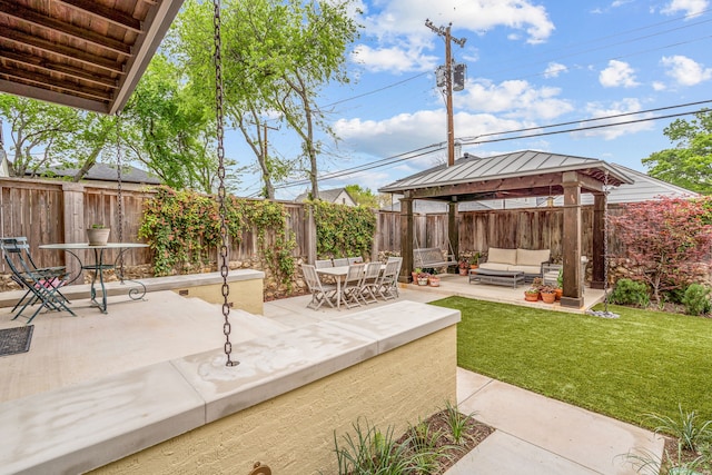 3766 W 4th St, Fort Worth, TX 76107 - view of patio featuring a gazebo, an outdoor living space, and outdoor dining space