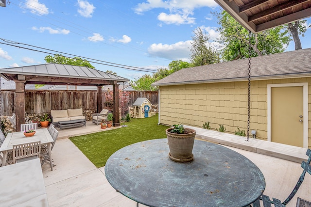 3766 W 4th St, Fort Worth, TX 76107 - view of patio / terrace with a gazebo and an outdoor living space