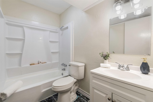 3406 Schwartz Ave, Fort Worth, TX 76106 - full bath featuring vanity, a textured wall, bathing tub / shower combination, and toilet