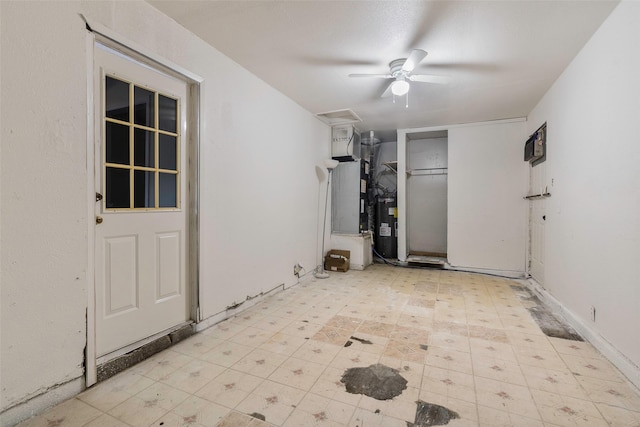 3406 Schwartz Ave, Fort Worth, TX 76106 - interior space with ceiling fan, tile patterned floors, and heating unit