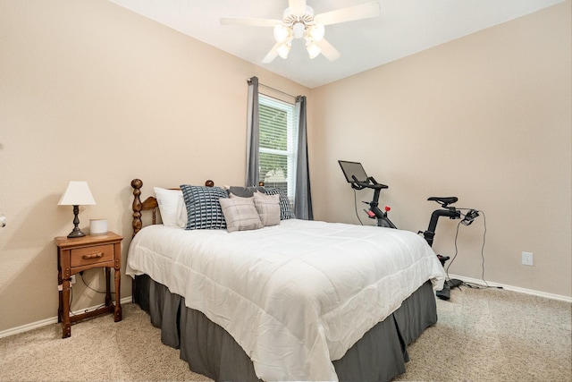 2916 Woods Dr, Plano, TX 75025 - bedroom with light colored carpet, baseboards, and a ceiling fan
