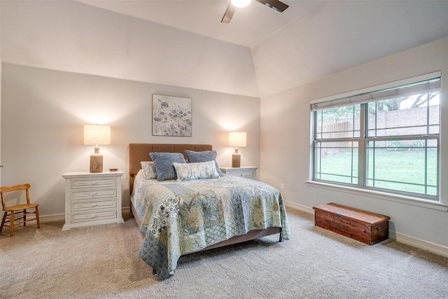 1017 Thistle Hill Trl, Weatherford, TX 76087 - carpeted bedroom featuring baseboards, lofted ceiling, and a ceiling fan
