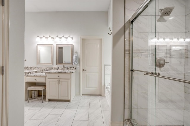 1017 Thistle Hill Trl, Weatherford, TX 76087 - bathroom featuring a stall shower, vanity, and a bath