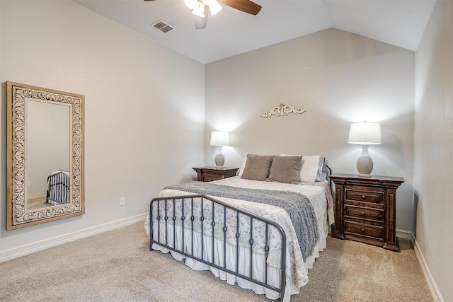 1017 Thistle Hill Trl, Weatherford, TX 76087 - bedroom featuring vaulted ceiling, carpet floors, baseboards, and ceiling fan