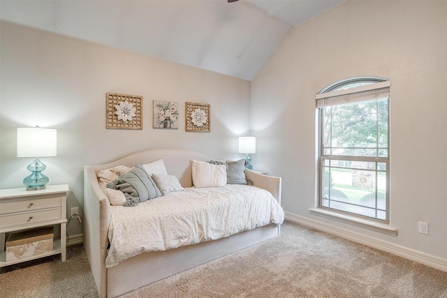 1017 Thistle Hill Trl, Weatherford, TX 76087 - carpeted bedroom with vaulted ceiling and baseboards