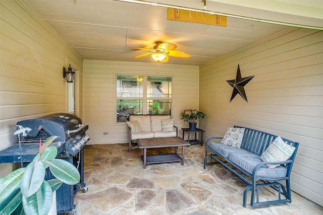 1017 Thistle Hill Trl, Weatherford, TX 76087 - sunroom / solarium with an outdoor hangout area and ceiling fan