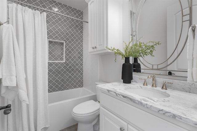 6644 Josephine St, Plano, TX 75024 - bathroom featuring vanity, shower / bath combo, and toilet