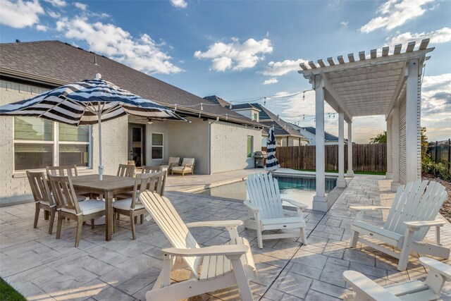 712 Tallgrass Dr, Aledo, TX 76008 - fenced backyard featuring a pergola, a patio area, and outdoor dining area