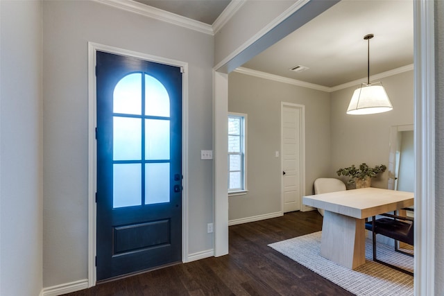 712 Tallgrass Dr, Aledo, TX 76008 - entrance foyer featuring dark wood-style floors, crown molding, and baseboards