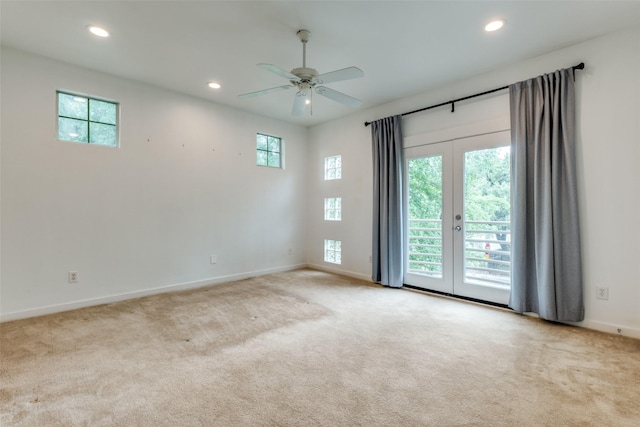 4302 Gilbert Ave, Dallas, TX 75219 - unfurnished room with healthy amount of natural light, french doors, baseboards, carpet, and recessed lighting