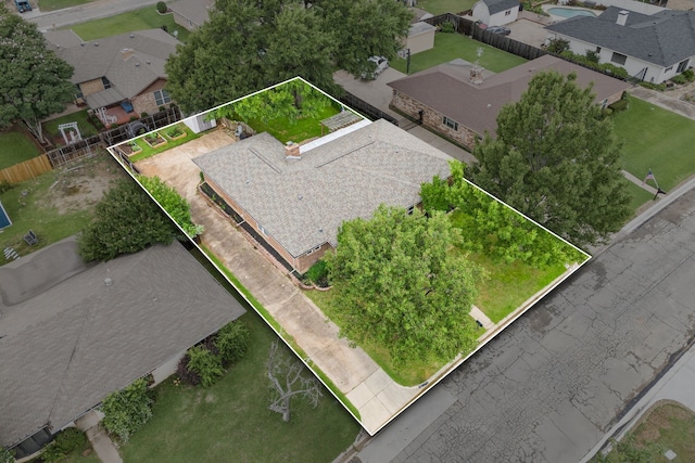7529 Mapleleaf Dr, North Richland Hills, TX 76182 - aerial perspective of suburban area with property boundaries highlighted