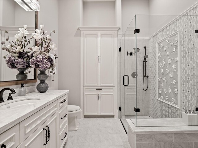 4905 Reserve Ct, Parker, TX 75002 - bathroom featuring vanity, a stall shower, and toilet