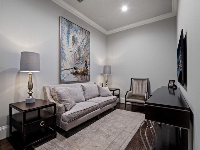 4905 Reserve Ct, Parker, TX 75002 - living room with wood finished floors, ornamental molding, and baseboards