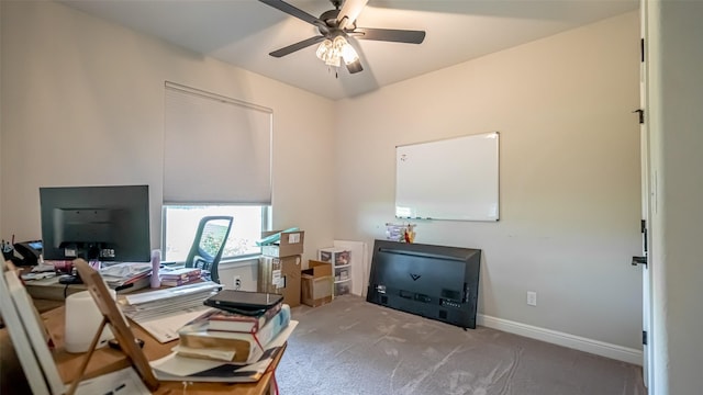 9000 Parkview Cir, Tolar, TX 76476 - office featuring a ceiling fan and carpet flooring