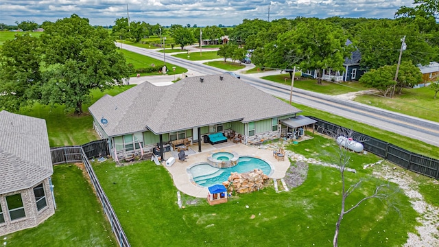 9000 Parkview Cir, Tolar, TX 76476 - view from above of property featuring a pool and a tree filled landscape